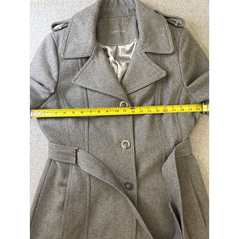 Calvin Klein Wool Blend Belted Wrap Coat – Gray – Size Medium - Picture 7 of 12